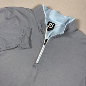 FootJoy Mens Large Blue Striped Quarter Zip Golf Pullover Hunt Valley CC Logo